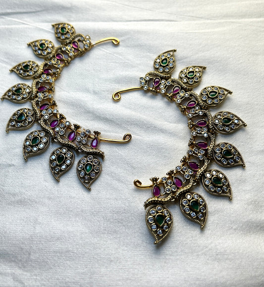 Royal Heritage Ear Cuffs – Kundan Leaf Design