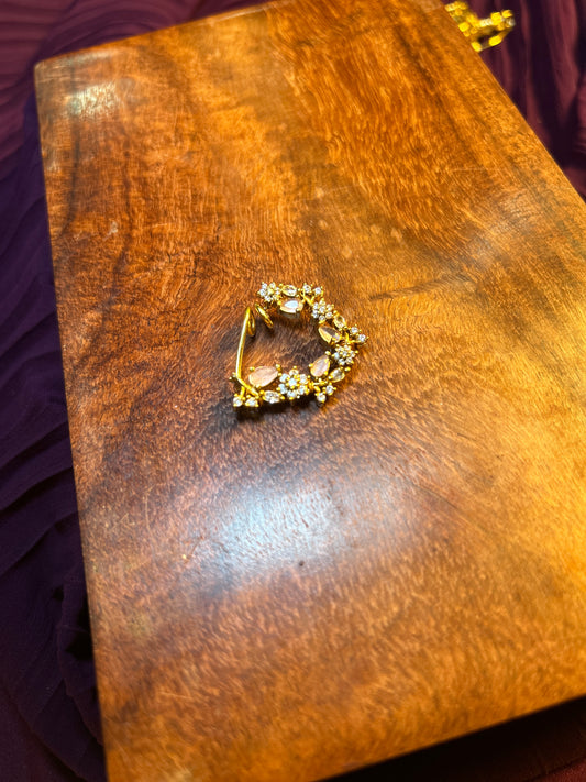 Elegant Kundan Floral Nath (1 Gram Gold Finish)