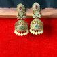 Floral Emerald & Ruby Jhumka Earrings with Pearls