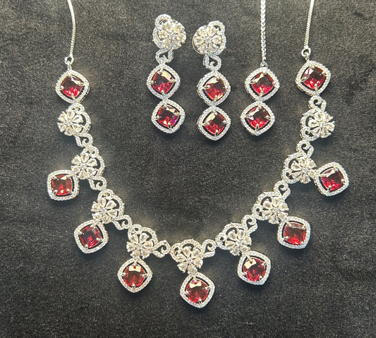 Regal Ruby Stone Necklace Set