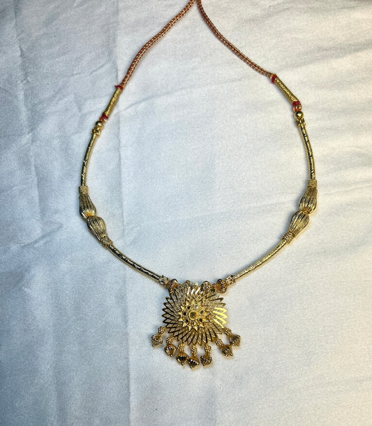 Traditional Maharashtrian Sunflower Pendant Necklace – 1 Gram Gold Finish
