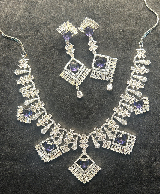 Violet Luxe Square Cut Necklace Set