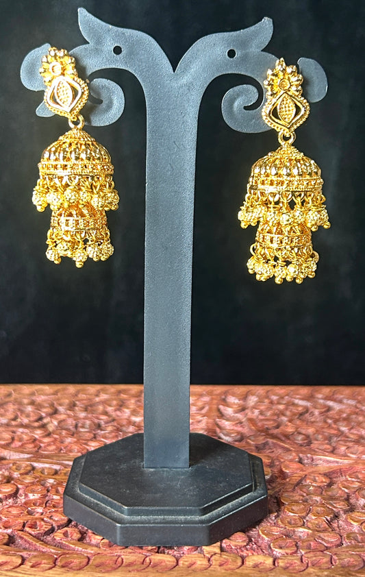 Grand Double Layered Gold Jhumkas