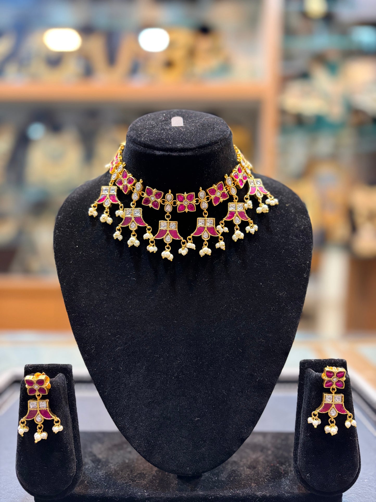 Ruby Floral Kundan Choker Set