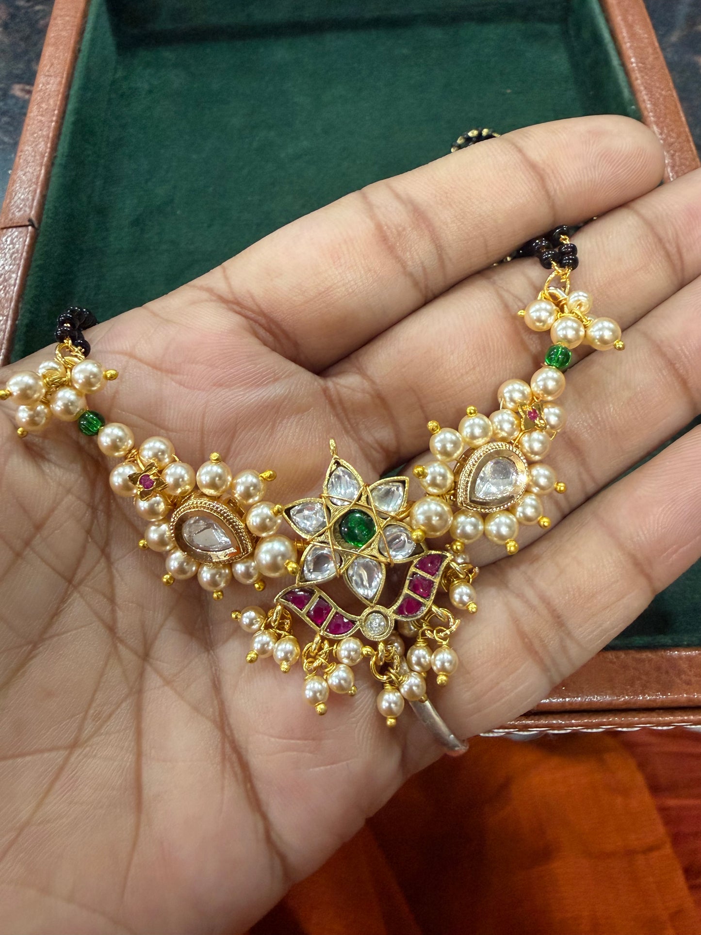 pachi Kundan Swarovski Pearl Mangalsutra