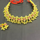 Traditional Ruby Stone Choker Set with Earrings