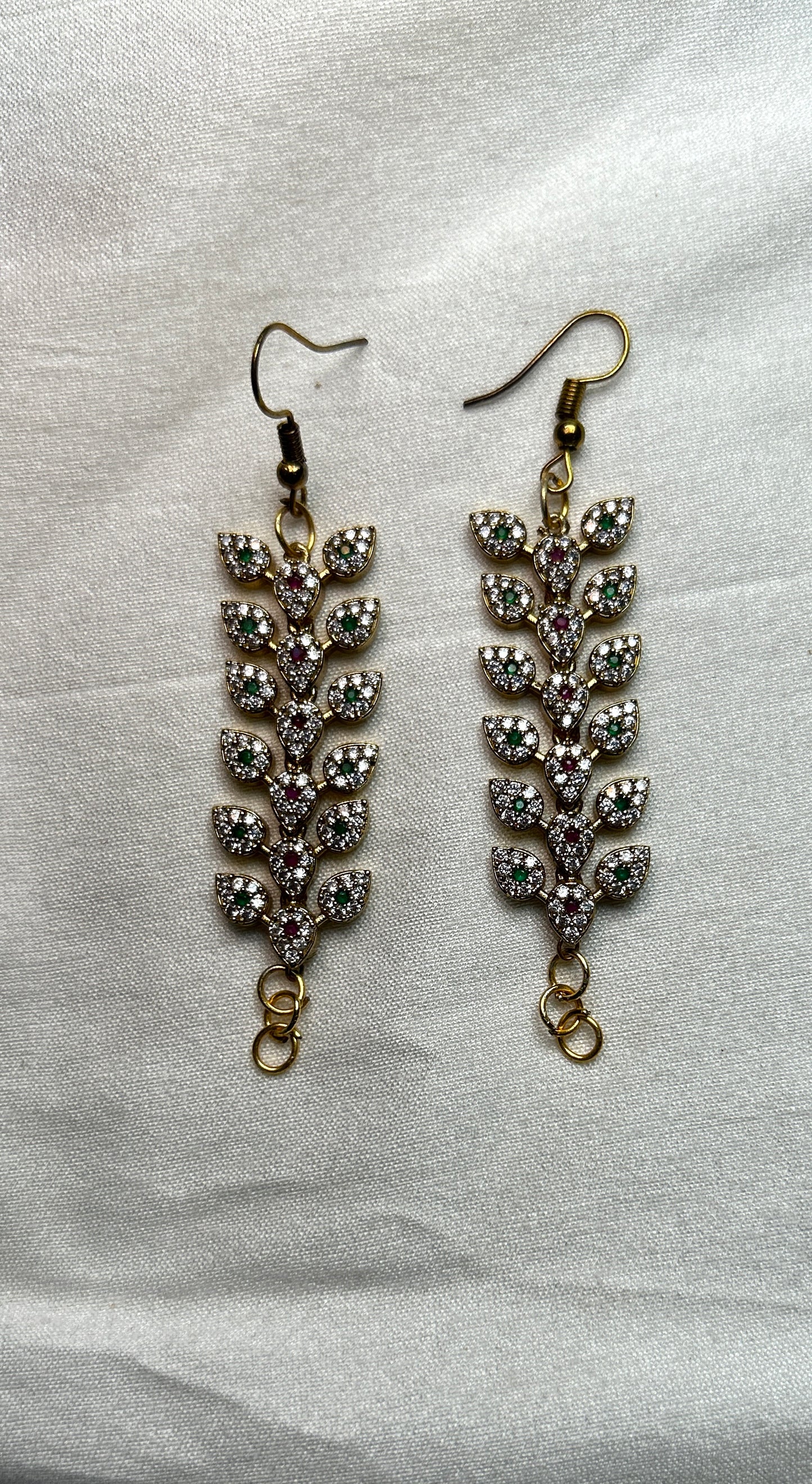 Diamond Vine Hook Earrings with Kana Chain Connector Loops