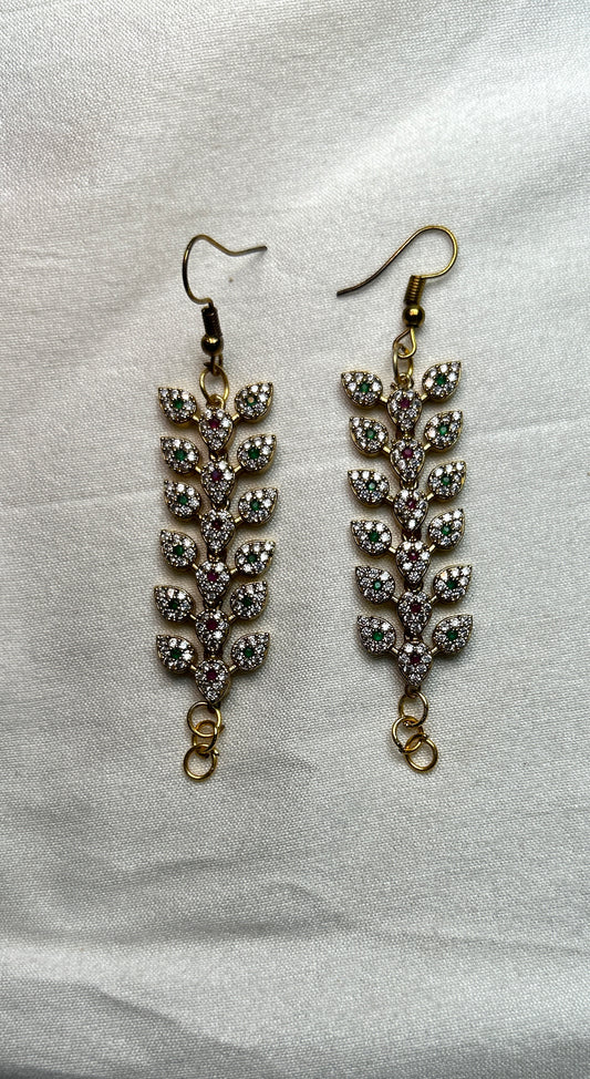 Diamond Vine Hook Earrings with Kana Chain Connector Loops