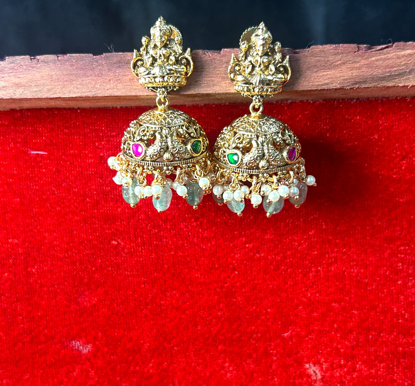 Antique Lakshmi Temple Jhumka Earrings