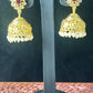 Antique Gold Jhumkas with Ruby Stud & Pearl Drops