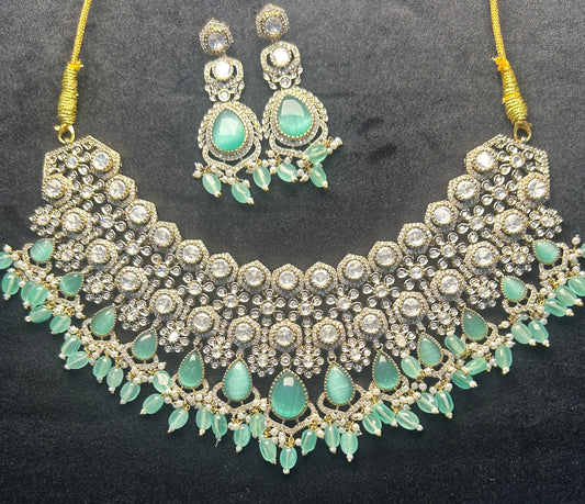 Royal Mint Green Kundan Choker Set