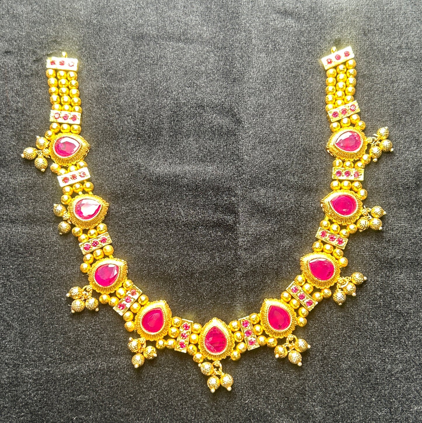 Royal Ruby Maharashtrian Chinchpeti Necklace