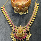 Goddess Lakshmi Temple Necklace Set – Ruby Pink & Pearl Finish