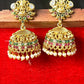 Traditional Temple Jhumka Earrings with Pearl Drops