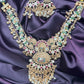Antique Temple Necklace Set with Green Beads