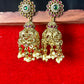 Peacock Motif Temple Jhumkas with Pearl Drops