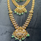 Goddess Lakshmi Bridal Temple Jewellery Set – Antique Gold with Green Drops