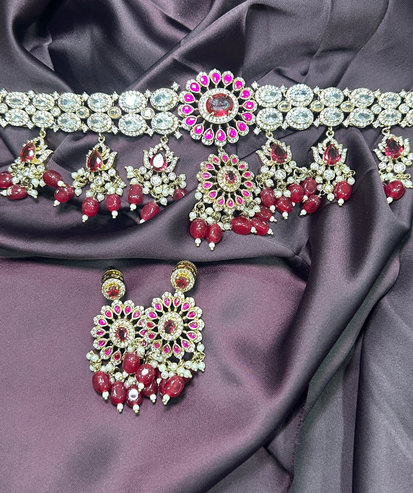Royal Ruby & CZ Choker Set