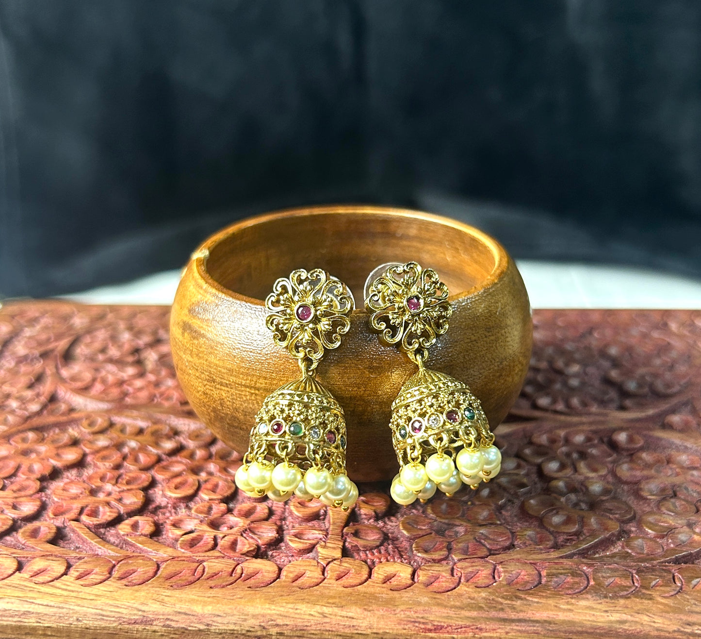 Heritage Pearl & Multistone Jhumkas