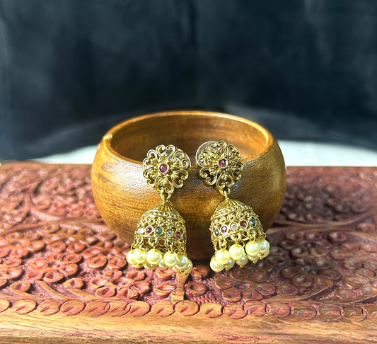 Heritage Pearl & Multistone Jhumkas