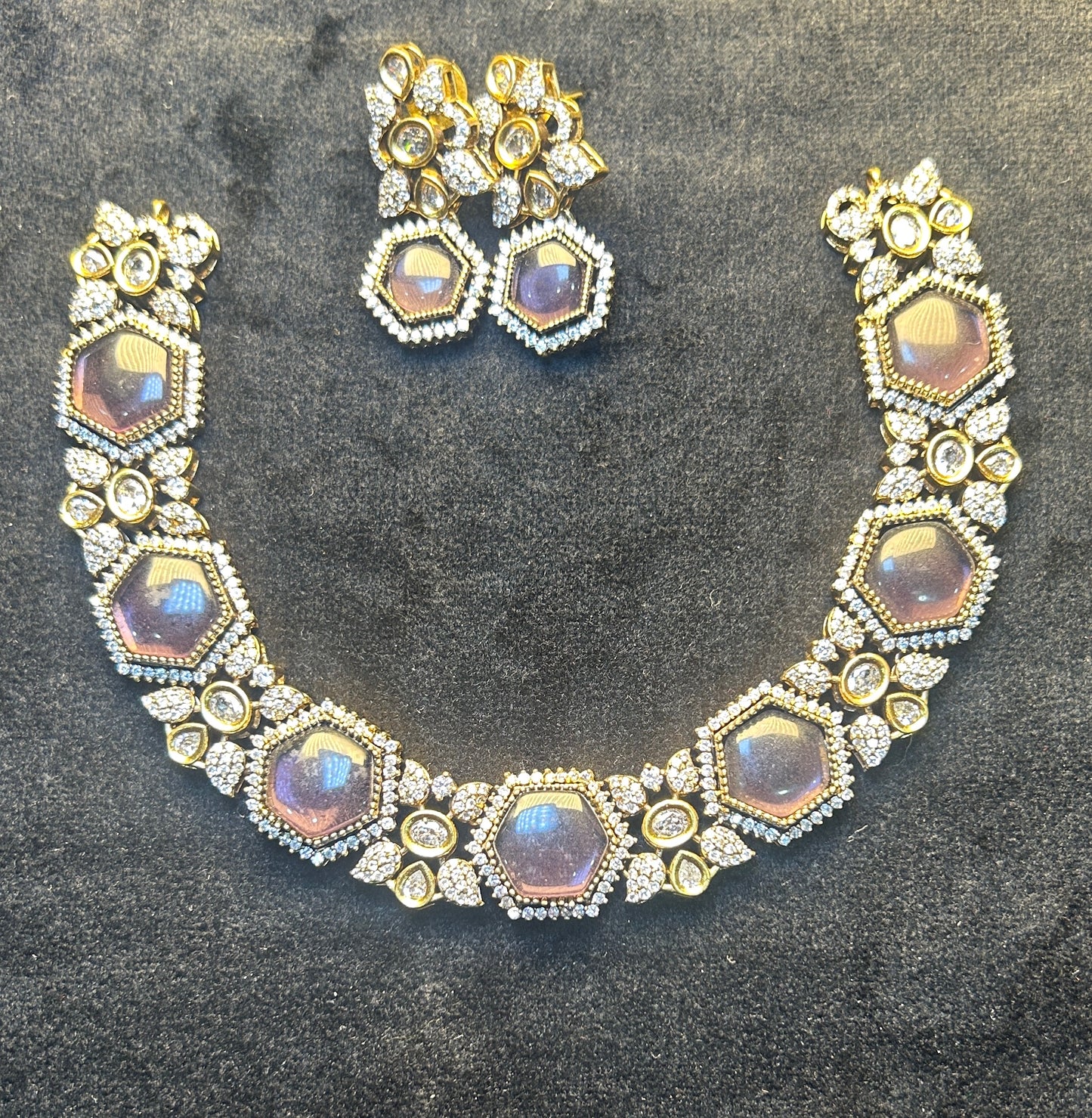 Midnight Hexa Shine Necklace Set