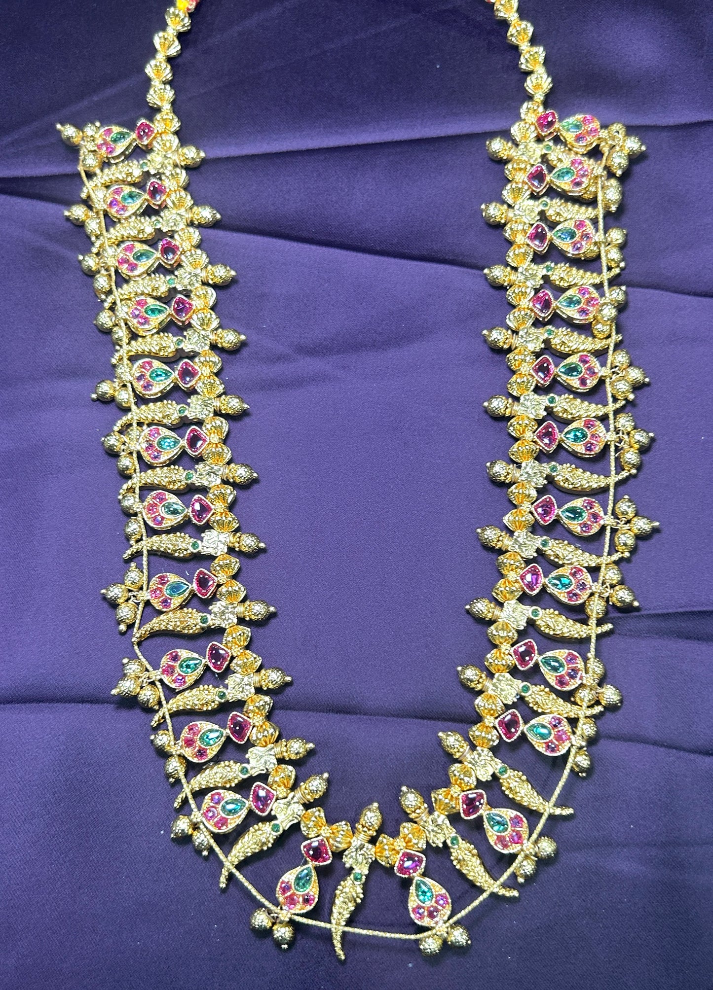 Royal Peacock-Style Kundan Haar with Multicolour Stones