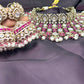 Ruby & Diamond Look Choker Necklace Set with Jhumkas