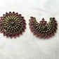 Antique South Indian Sun & Moon Brooch – Ruby Matte Finish