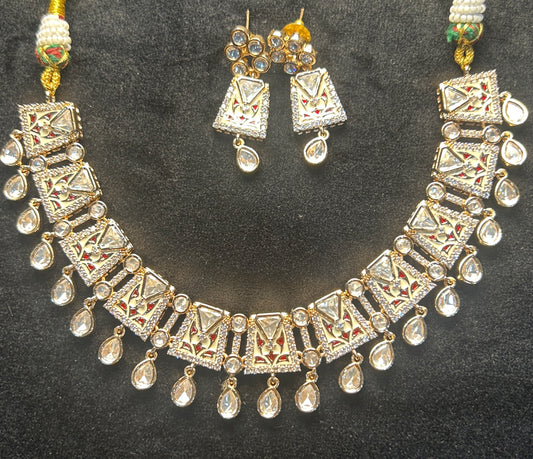 Rajputana Enamel Kundan Necklace Set