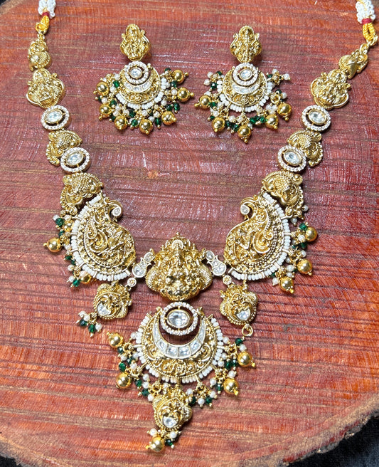 Antique Goddess Lakshmi Temple Necklace Set