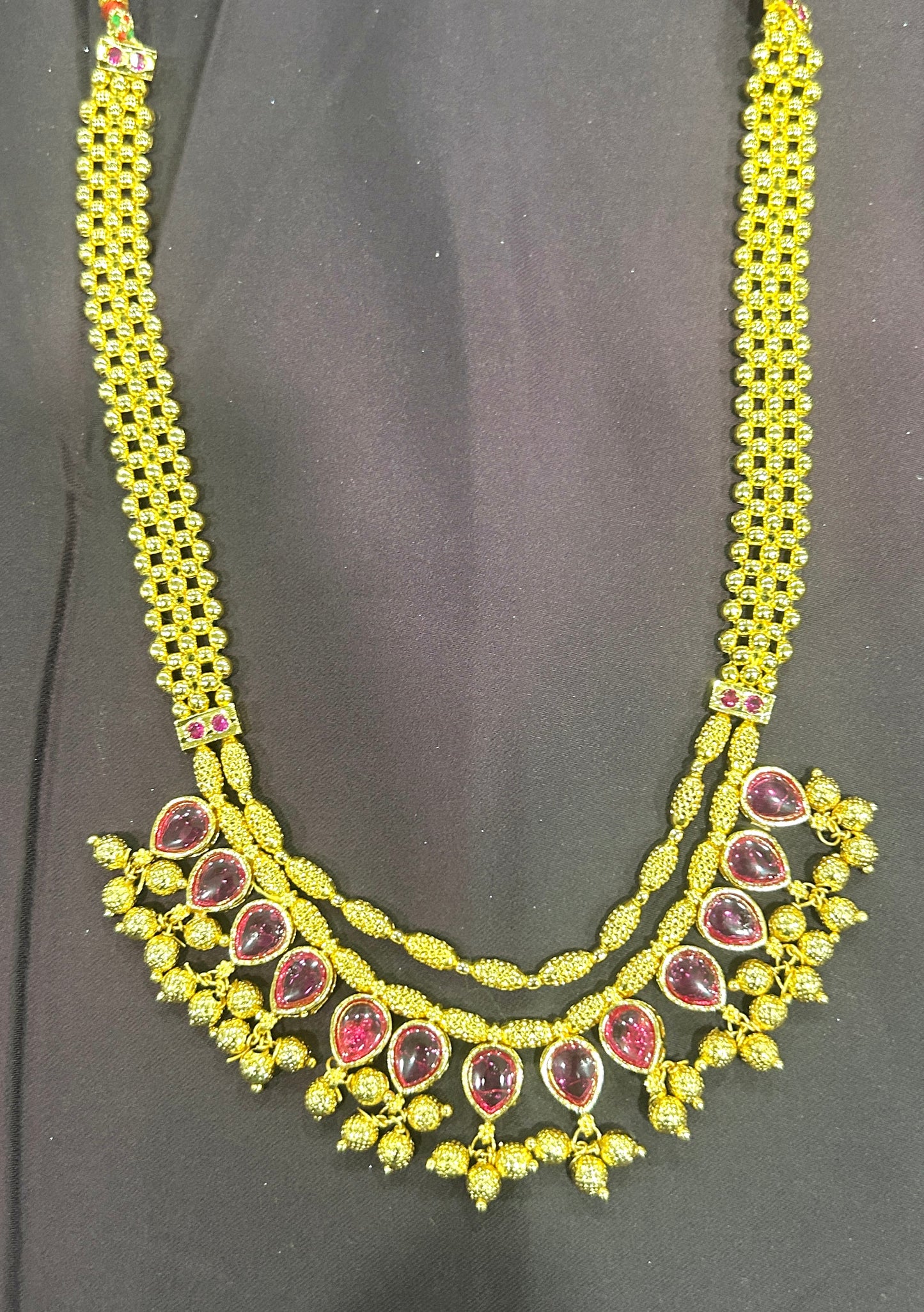 Dual Layer Maharashtrian Ruby Stone Necklace