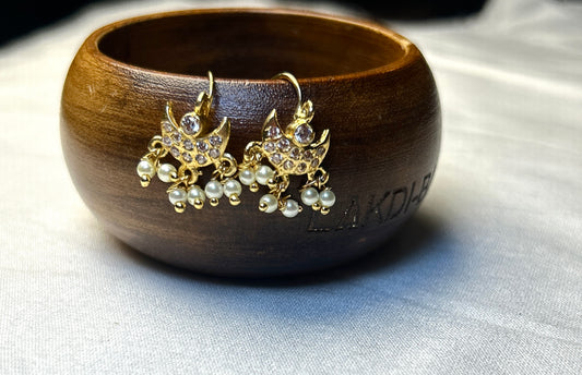 Chand-Shaped Stone Studded Bugdi Earrings
