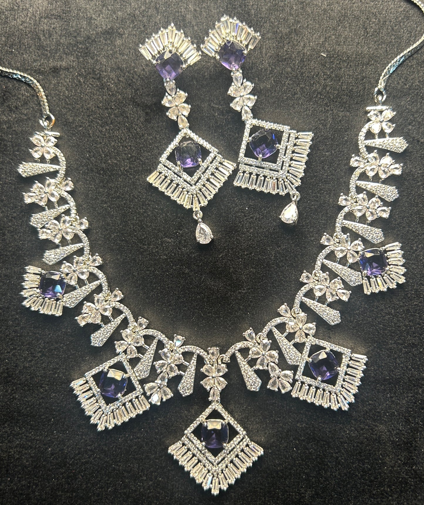Violet Luxe Square Cut Necklace Set