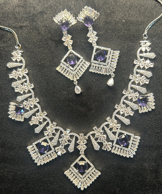 Violet Luxe Square Cut Necklace Set