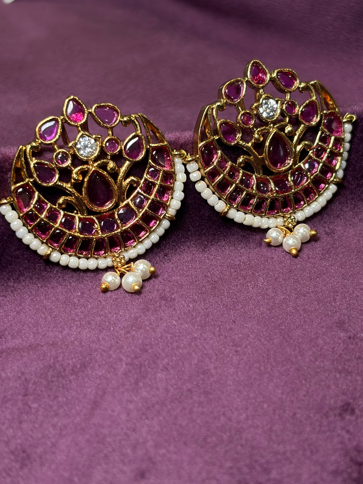 Royal Ruby Bugadi with Pearl Drops