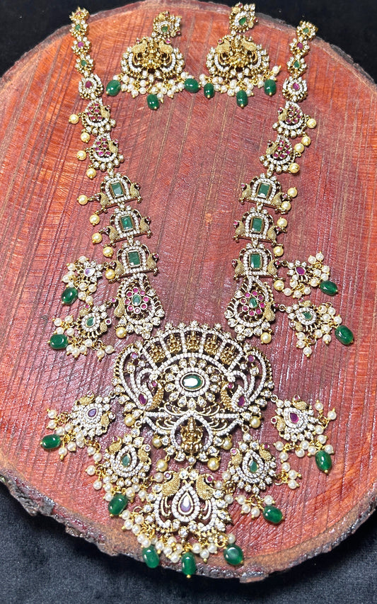 Regal Emerald Temple Bridal Necklace Set