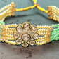 Kundan Floral Choker with Pearl & Green Bead Strands