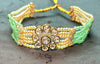 Kundan Floral Choker with Pearl & Green Bead Strands