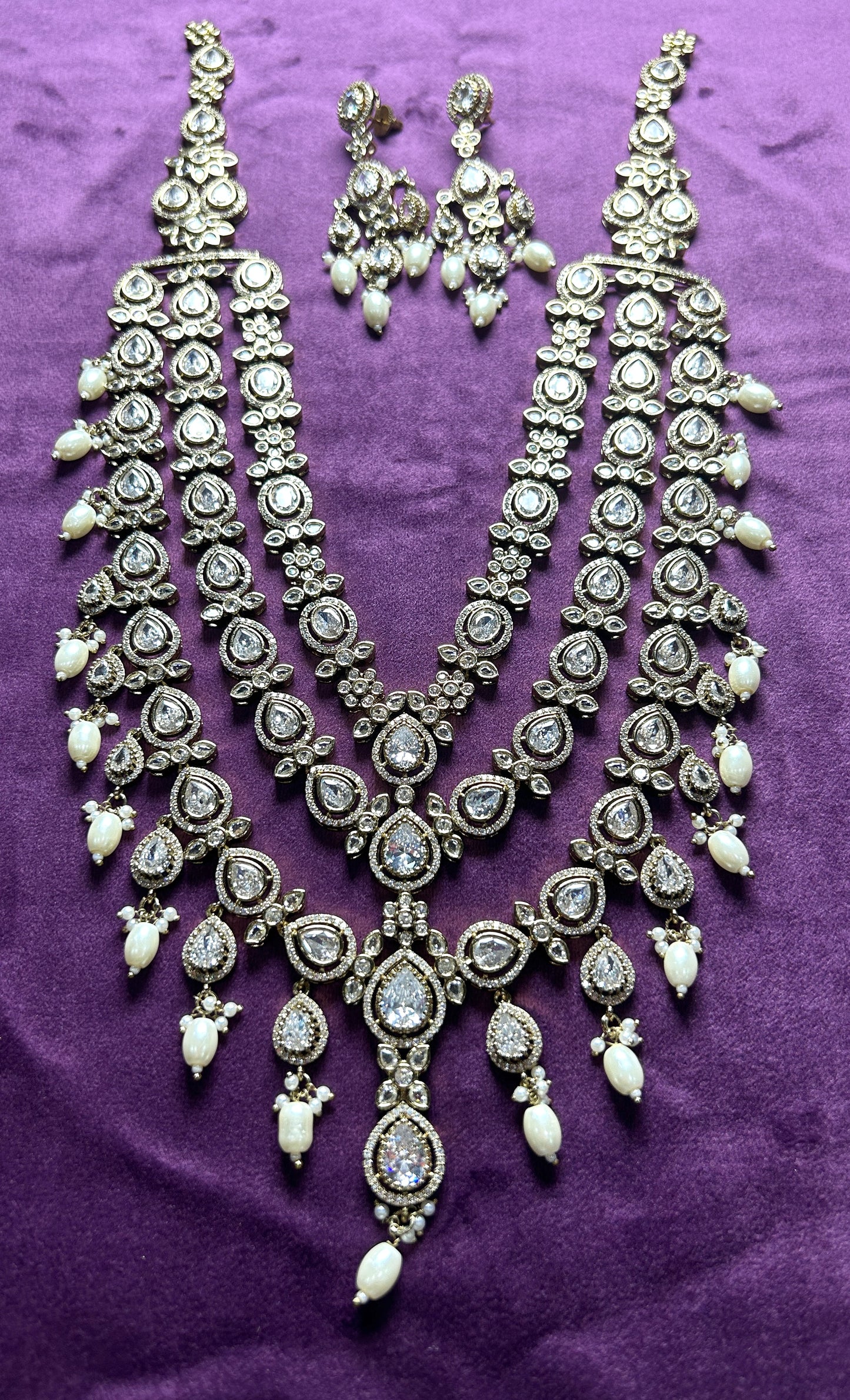 Grand Bridal Layered Necklace Set with Earrings