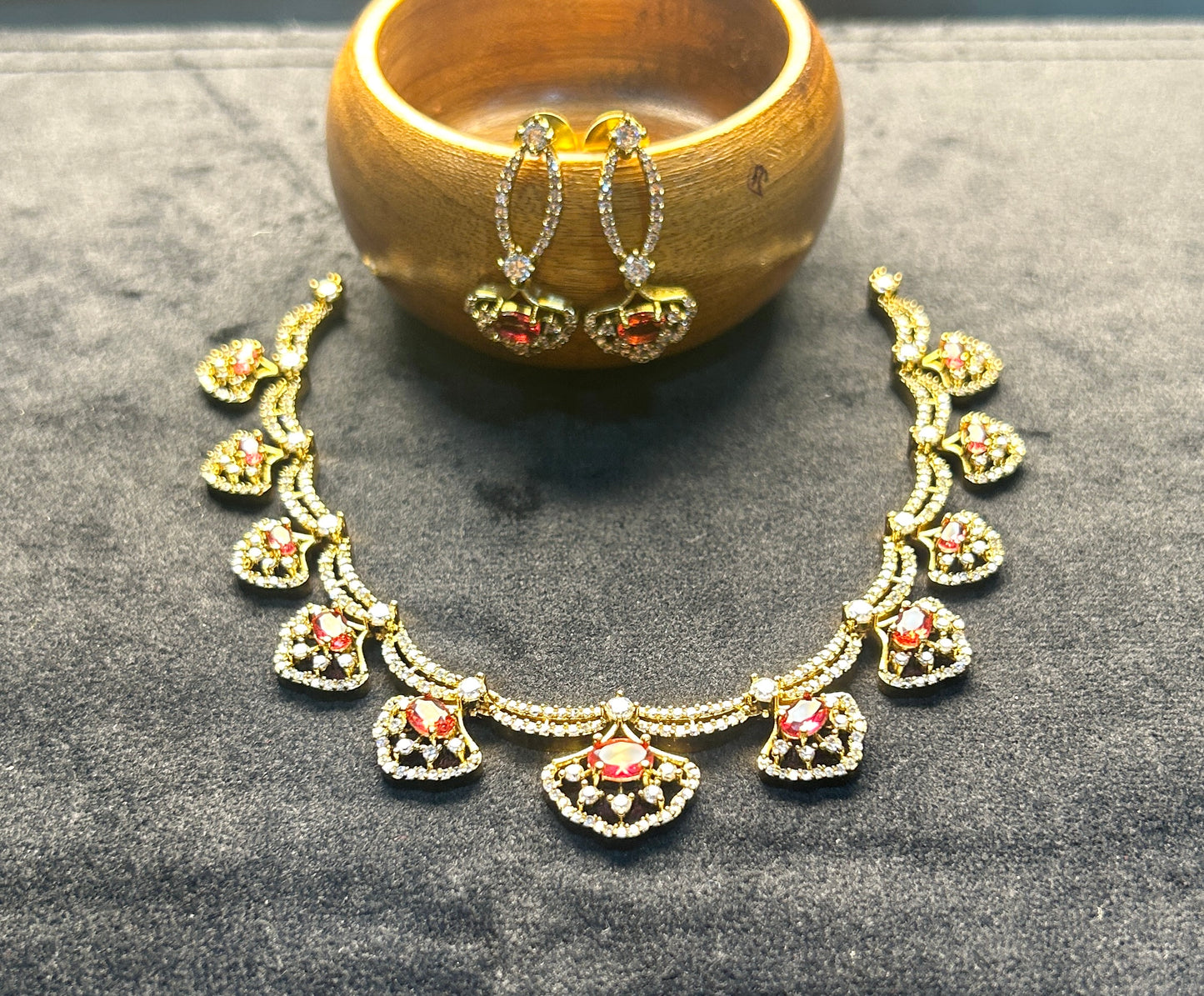 Ruby Drop Elegance Necklace Set