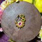Traditional Floral Maharashtrian Nath with Ruby & Green Stone Accents