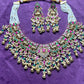 Grand Pachikundan Bridal Necklace Set with Temple Chariot Motifs