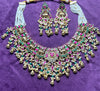 Grand Pachikundan Bridal Necklace Set with Temple Chariot Motifs