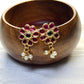 Pink Floral Kundan Bugdi with Pearl Drops