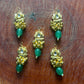 Golden Lotus Hair Accessory with Green Bead Drop & Ghungroo Cluster