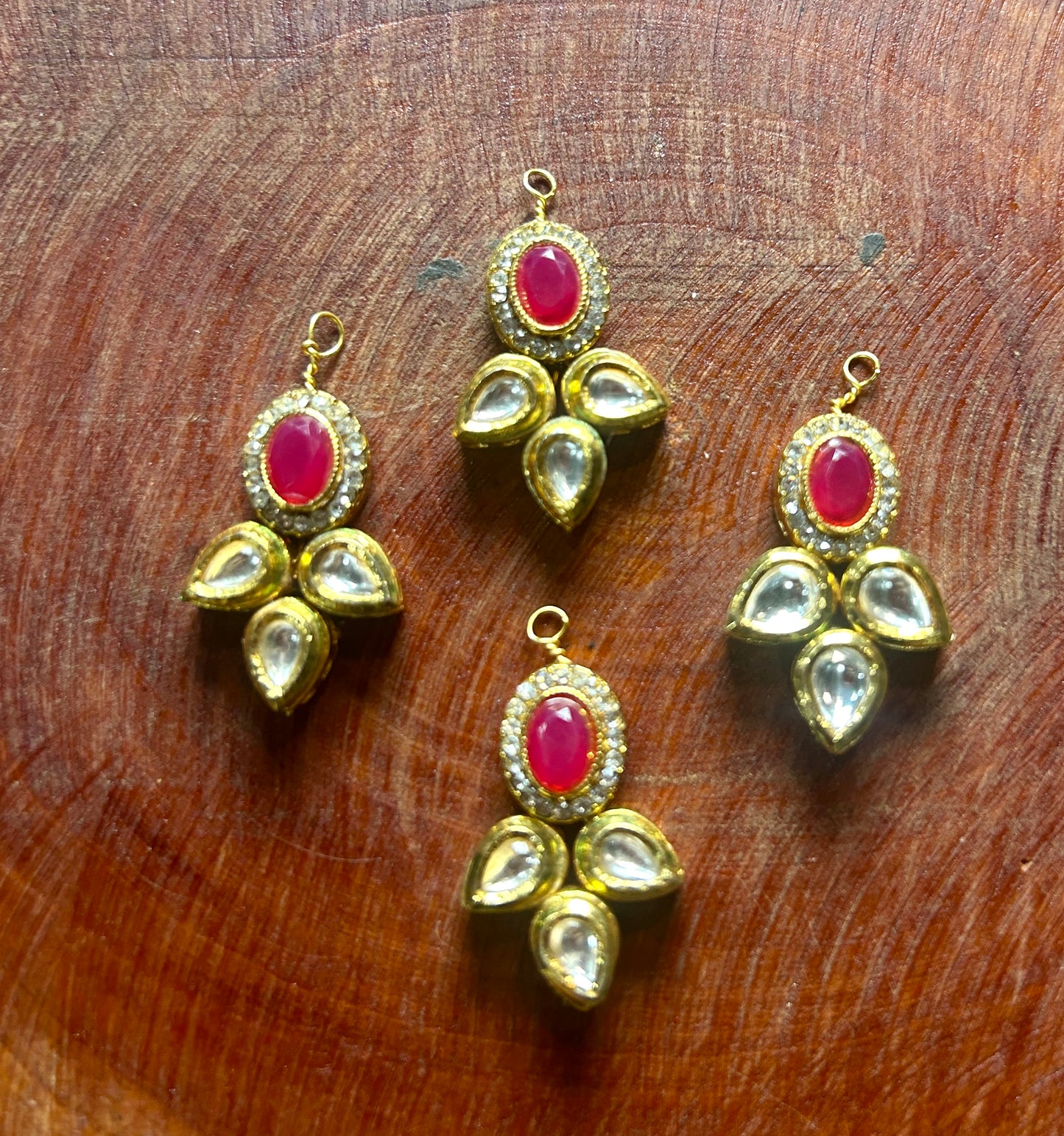 Ruby & Kundan Hair Accessory – Traditional Gold Finish