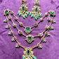 Multilayer Ruby-Emerald Stone Necklace Set with Earrings