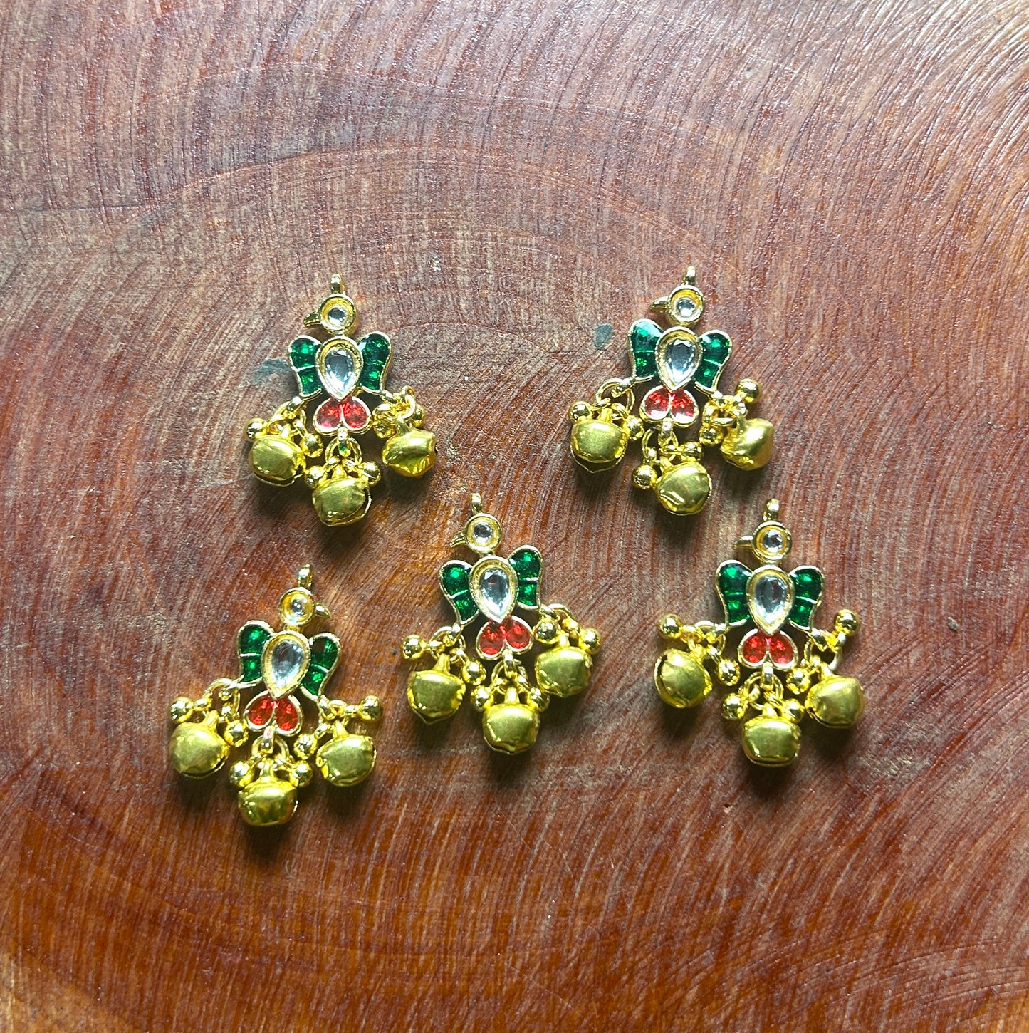 Peacock Design Hair Accessory with Kundan & Ghungroo Drops