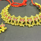 Traditional Ruby Stone Choker Set with Earrings
