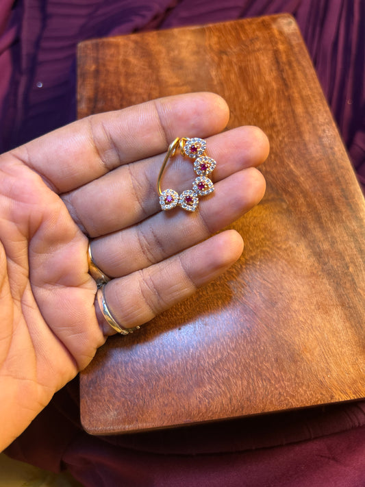 Ruby Floral Nath – 1 Gram Gold Finish